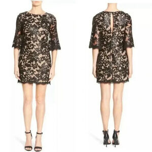 Dress The Population Melody Black Nude Lace Sequin Dress Size XS